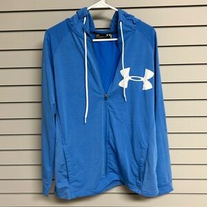 Under Armour women’s sky blue full zip hoodie, size large.